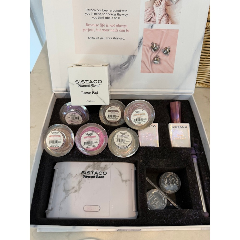 Sistaco Nail Kit 6 colors LED light a NEW box of Erase Pads 2 Gel Remover